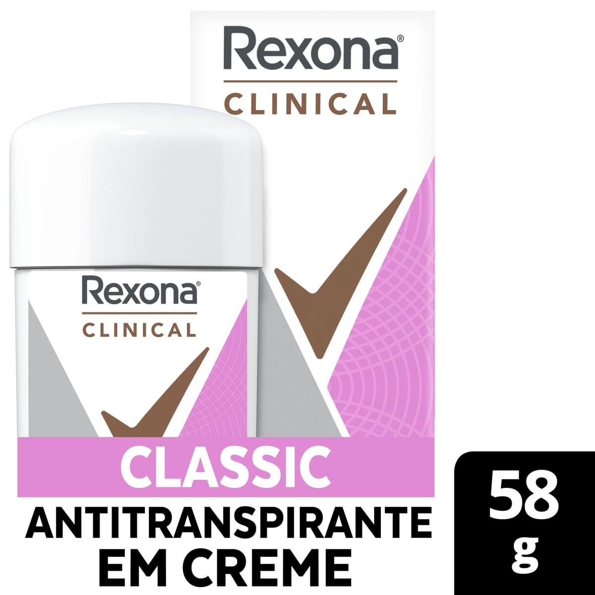 Desodorante Antitranspirante Rexona Clinical Classic 96h Creme 58g — Rexona | Drogaria Taveira