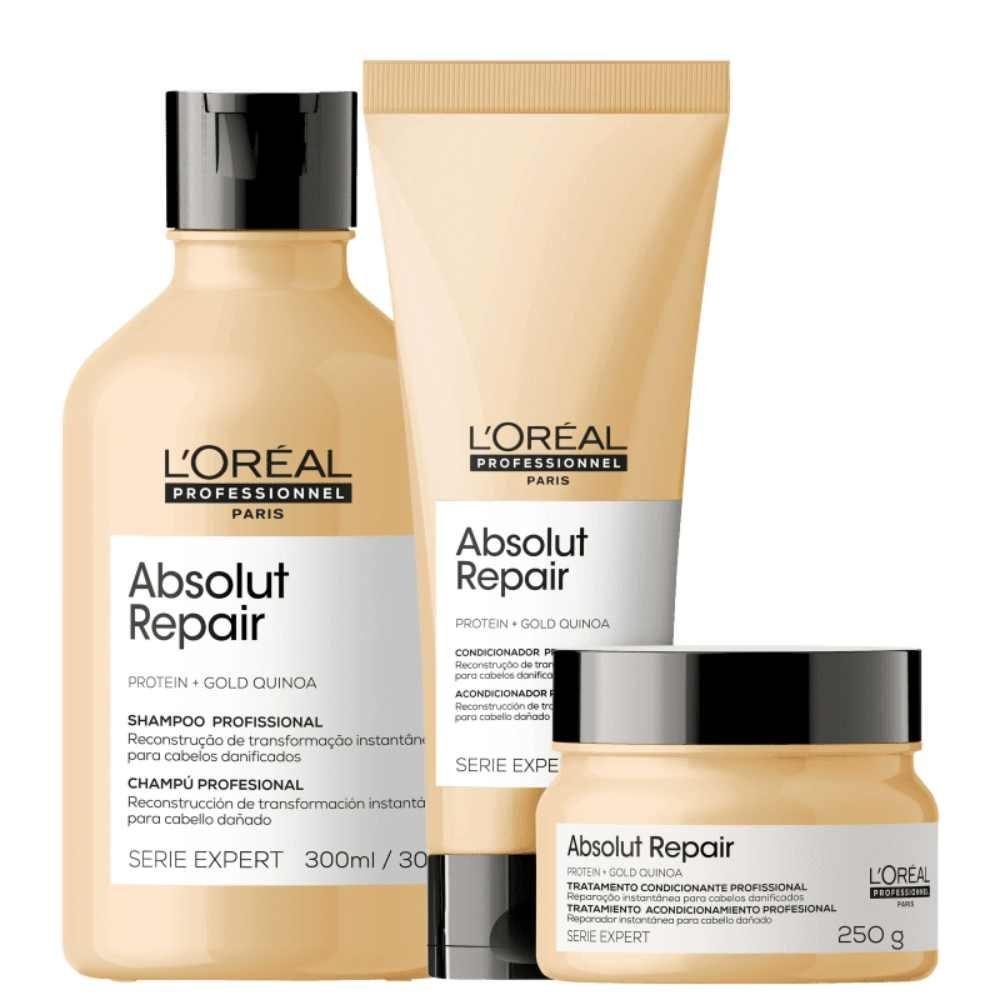 L'Oréal Absolut Repair Gold Quinoa - Shampoo 300ml + Condicionador 200ml + Máscara 250g — L'Oréal | Drogaria Taveira
