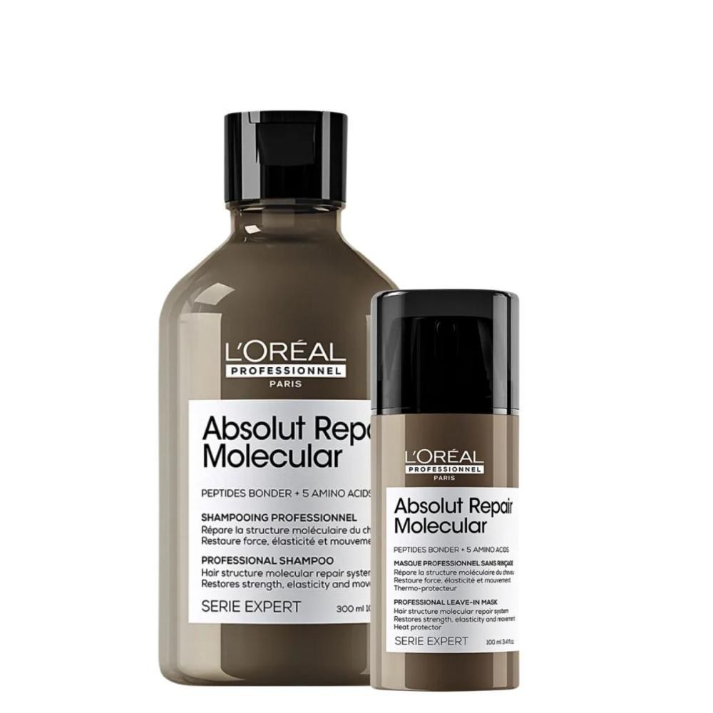 L’Oréal Professionnel Absolut Repair Molecular - Kit Shampoo 300ml + Máscara Leave-in 100ml — L'Oréal | Drogaria Taveira